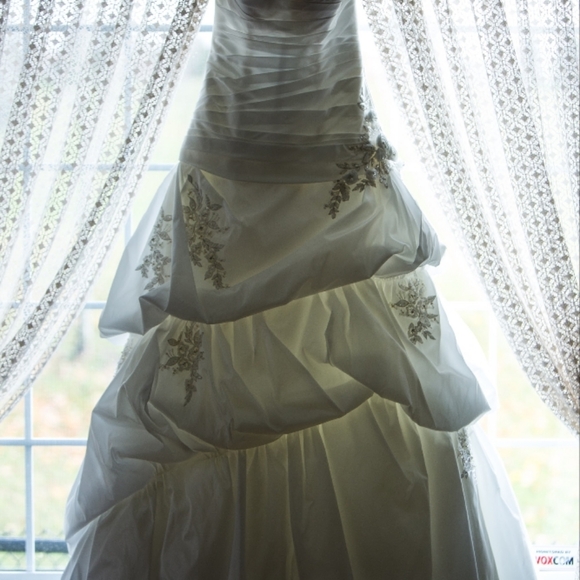 Allure White Ruffled Tiered Gown with Swarovski Crystals - Picture 10 of 10
